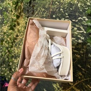 Public Desire Cream Strappy Heels